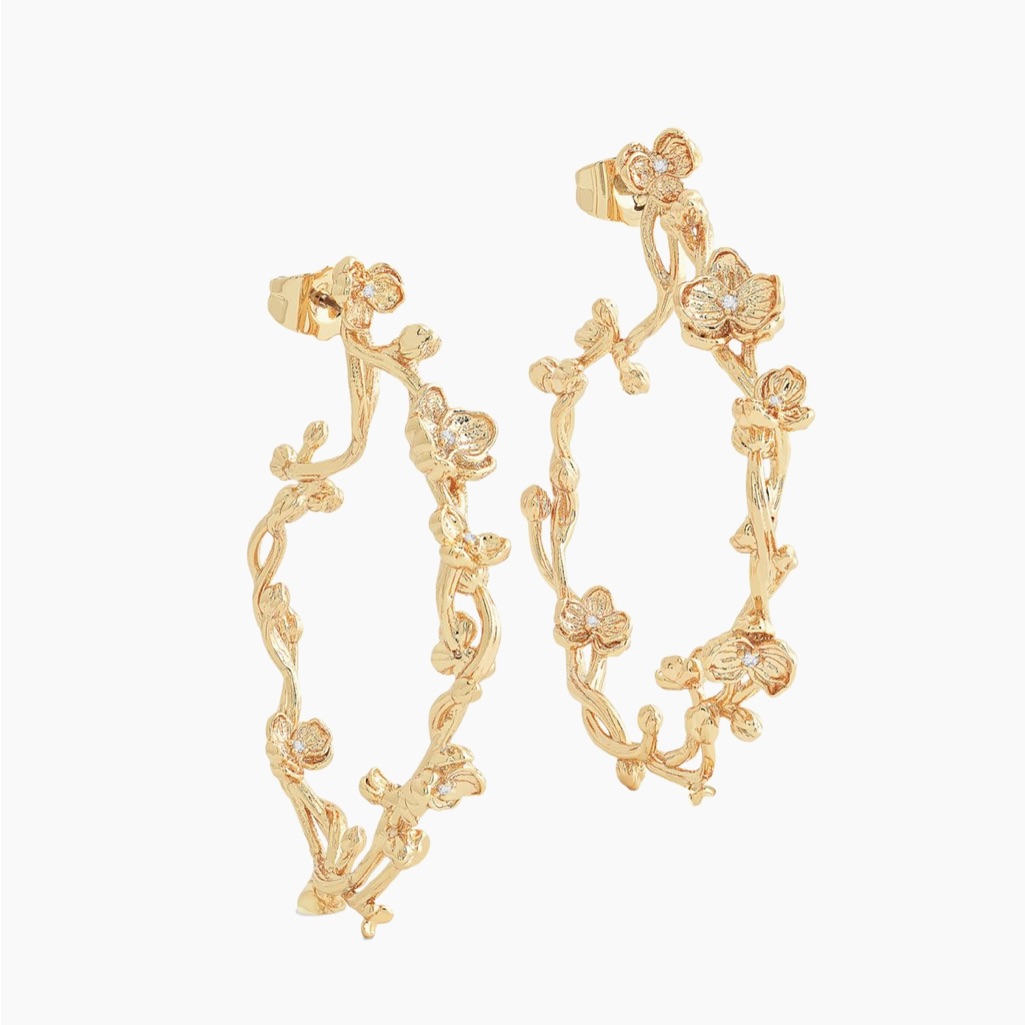 Anabel Aram Orchid 18k GoldPlated  Cubic Zirconia Hoop Earrings